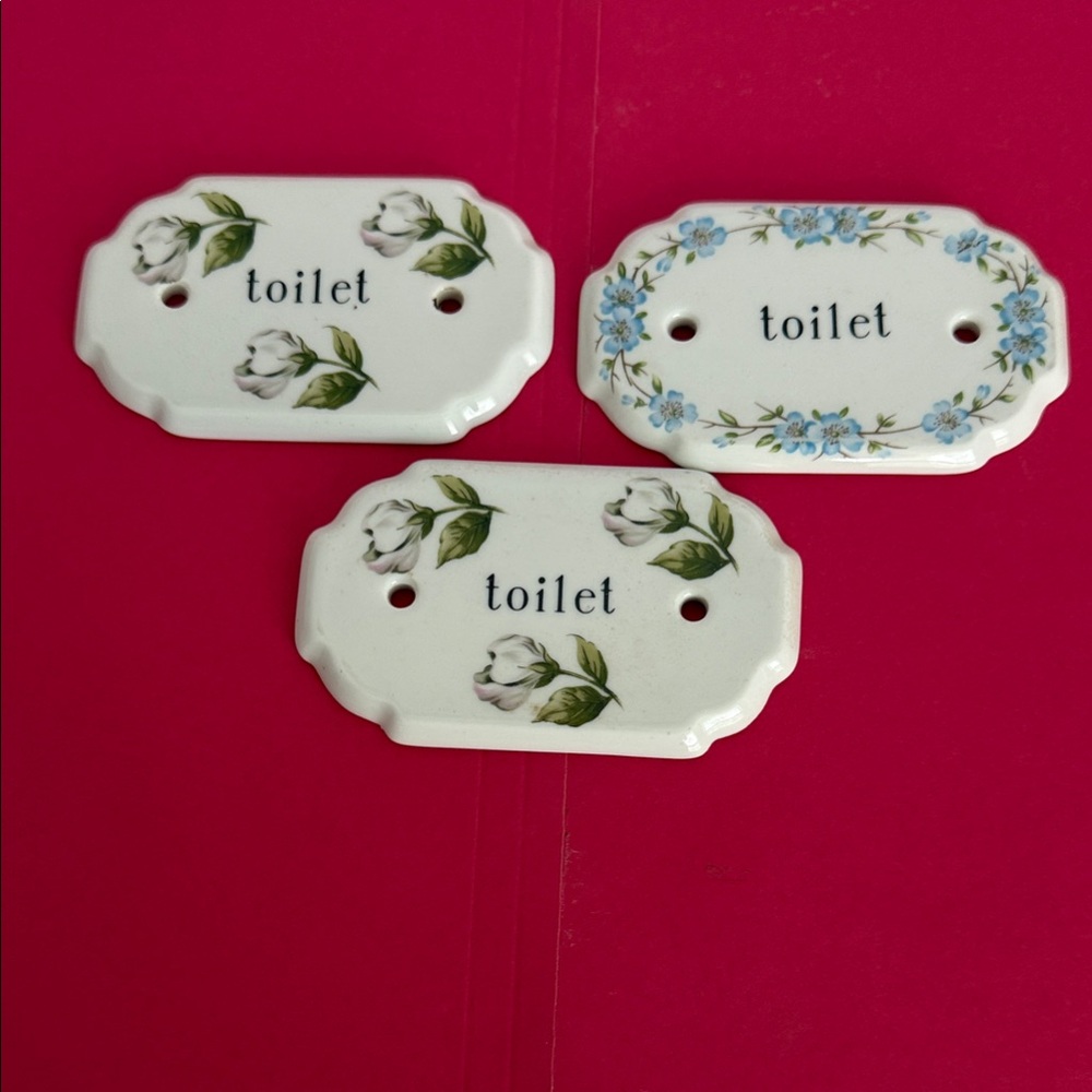 Vintage French Porcelain "Toilet" Plaques-Set of 3- Les Bains de Paris